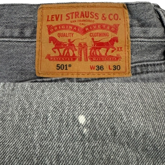 Levi's 501 Original Fit Grey Straight Leg Retro Rigid Denim Jeans Button Fly 36 - Picture 3 of 16